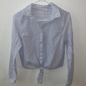 Love Tree Jr’s Size Blue & White Pinstriped Lightweight Button Down Shirt
